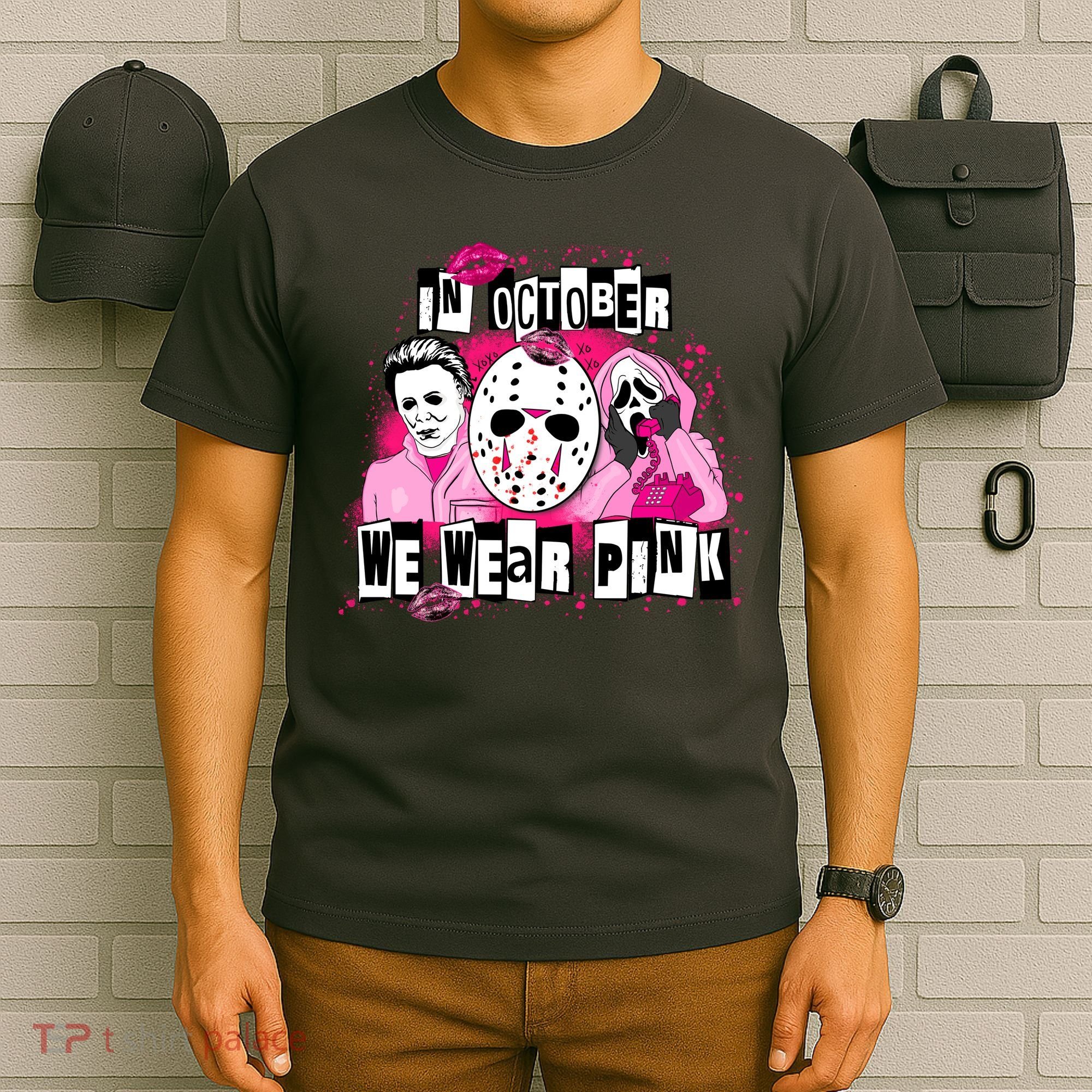 Breast Cancer Horror Movie Characters Halloween T-Shirt