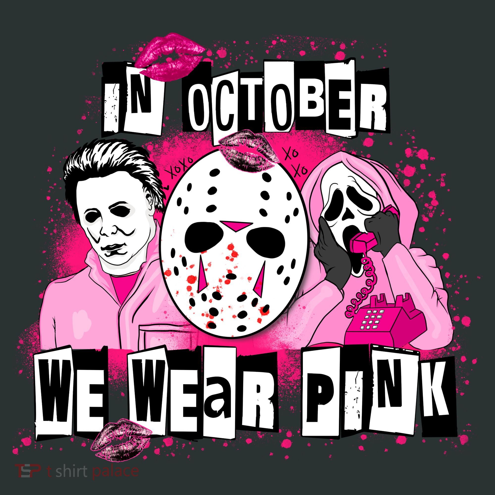 Breast Cancer Horror Movie Characters Halloween T-Shirt