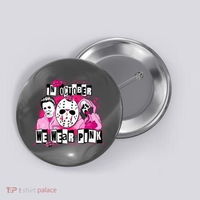 Breast Cancer Horror Movie Characters Halloween Button