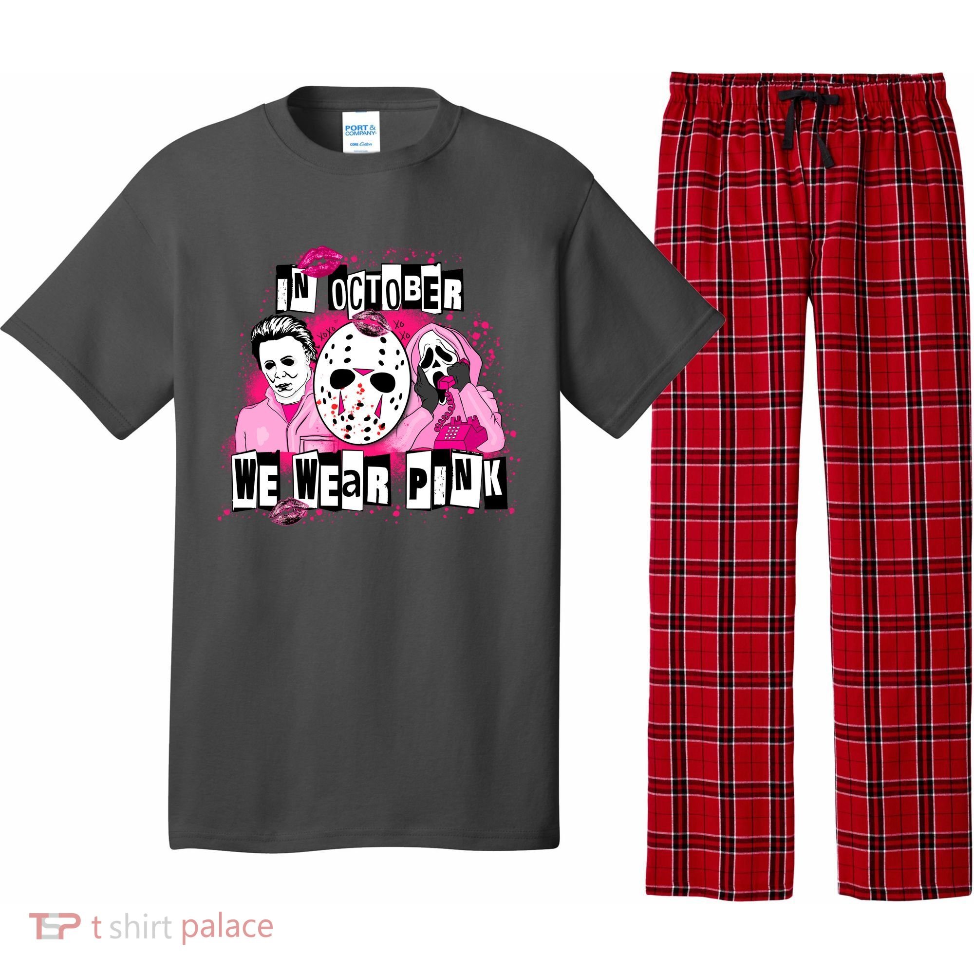 Breast Cancer Horror Movie Characters Halloween Pajama Set