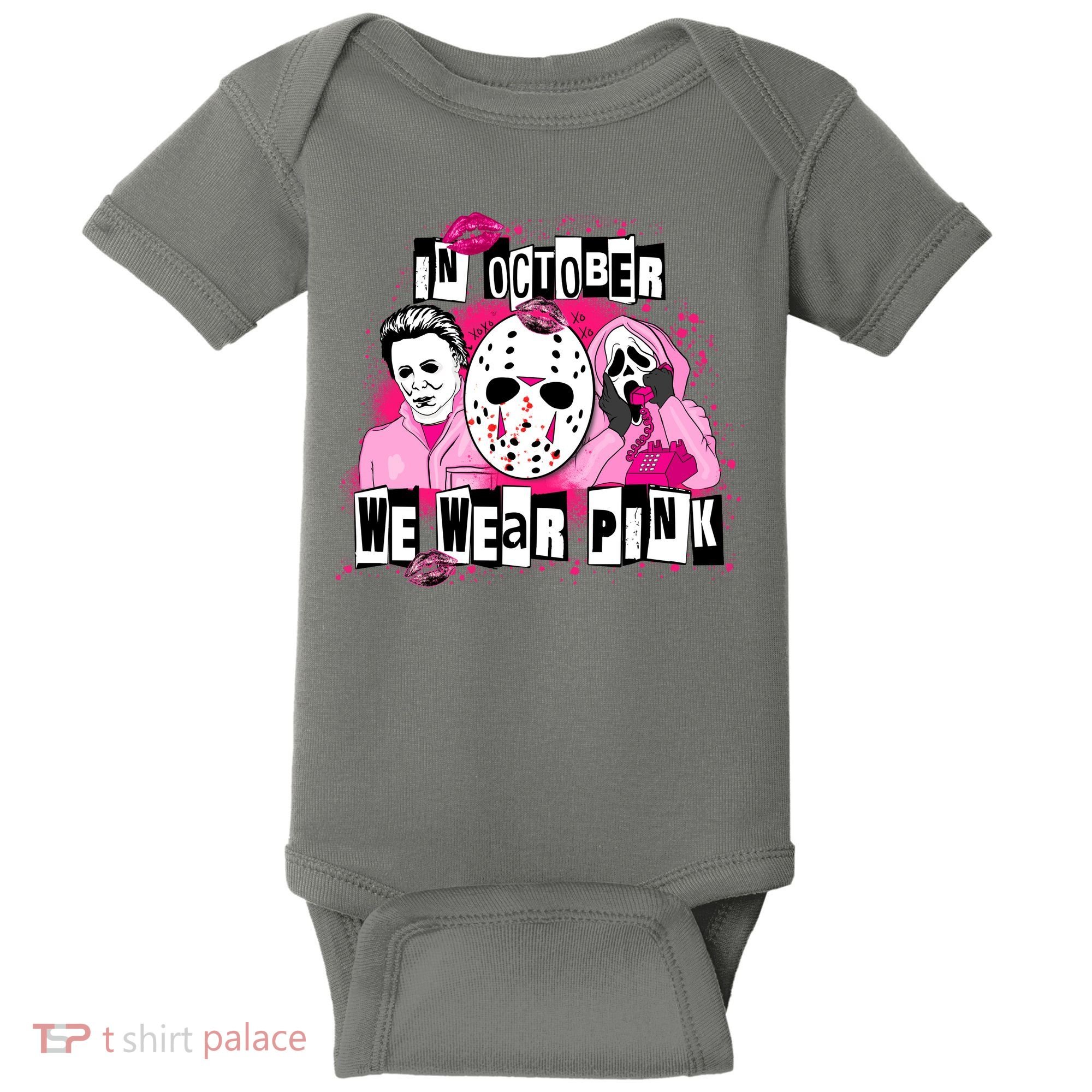 Breast Cancer Horror Movie Characters Halloween Baby Bodysuit
