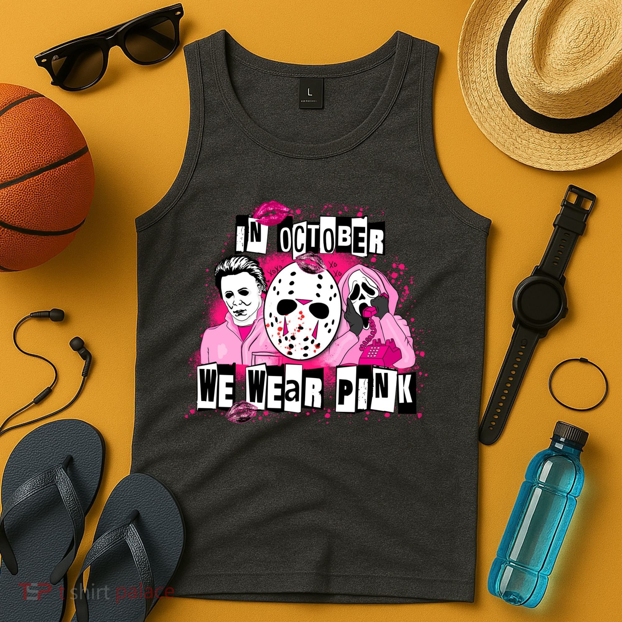 Breast Cancer Horror Movie Characters Halloween Tank Top