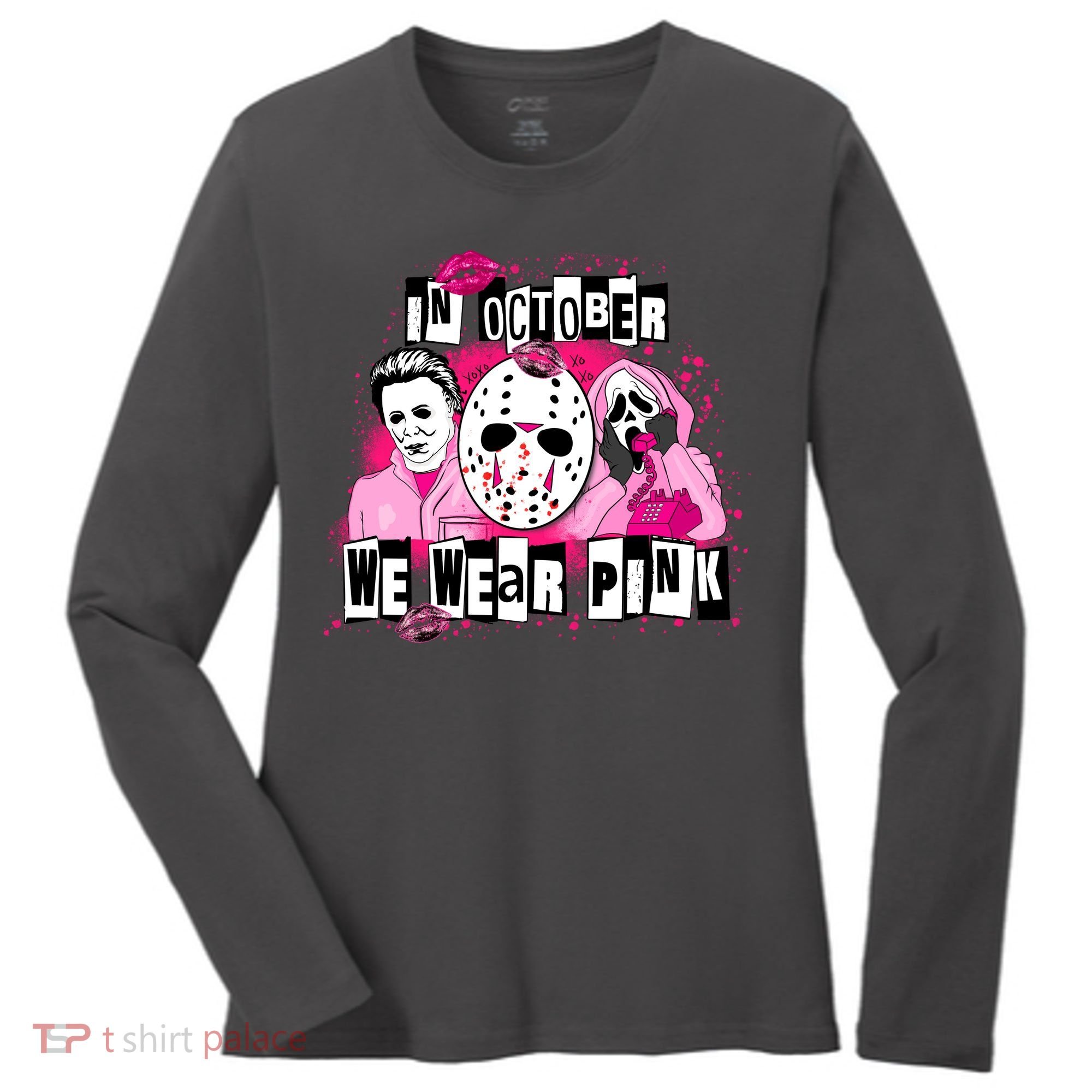 Breast Cancer Horror Movie Characters Halloween Women's Long Sleeve Shirt