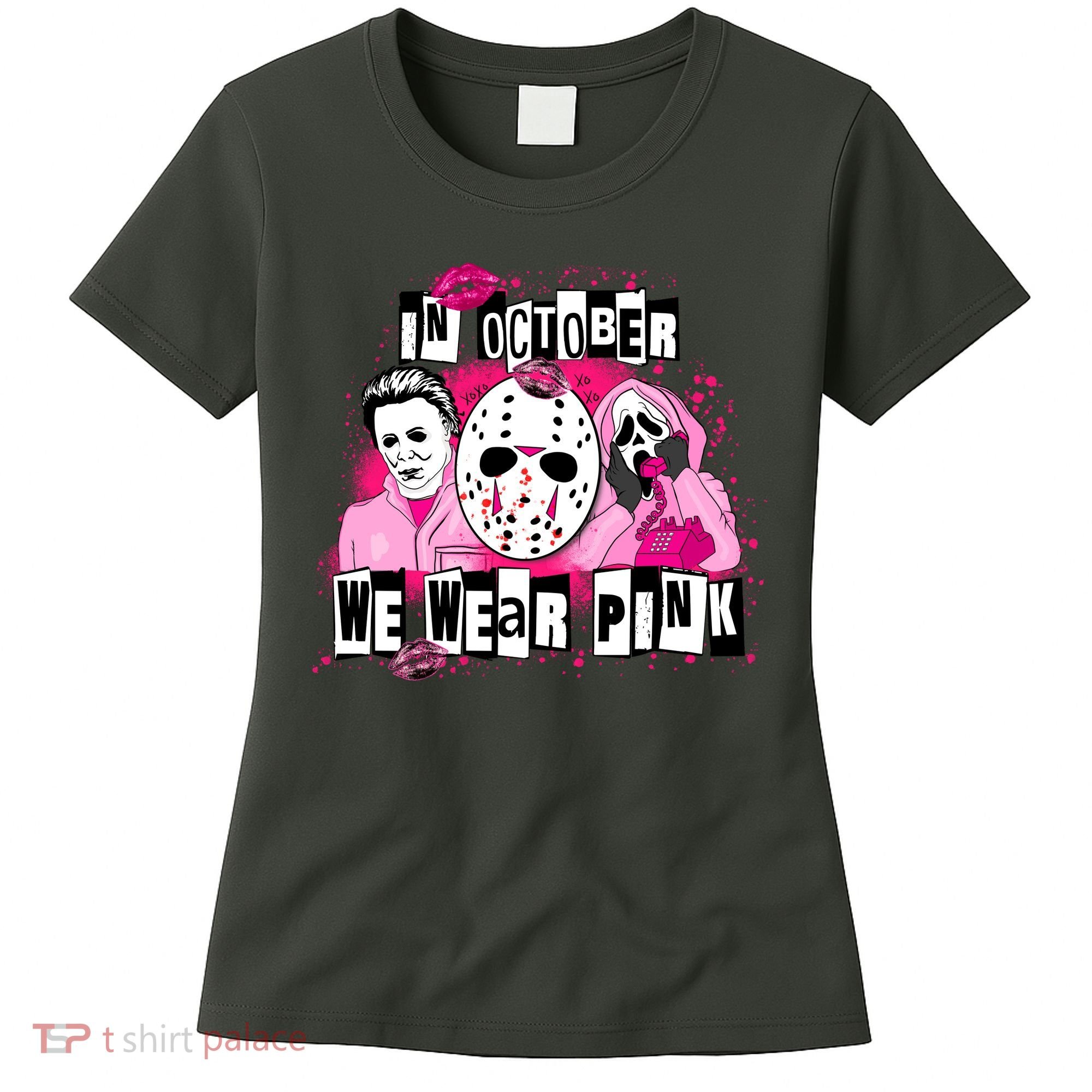 Breast Cancer Horror Movie Characters Halloween Women's T-Shirt