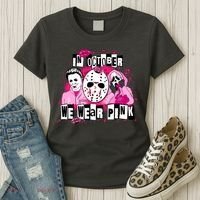 Breast Cancer Horror Movie Characters Halloween Women's T-Shirt thumb 3