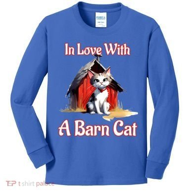 Barn Cat In Love With Barn Cat Funny Cat Lovers Design  Kids Long Sleeve Shirt