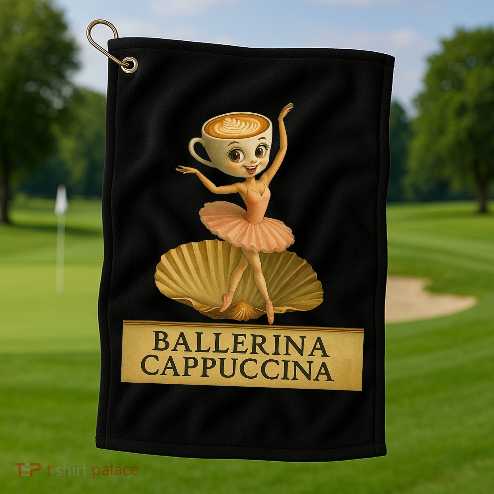 Ballerina Cappuccina Italian Brainrot Meme Ballerina Golf Towel