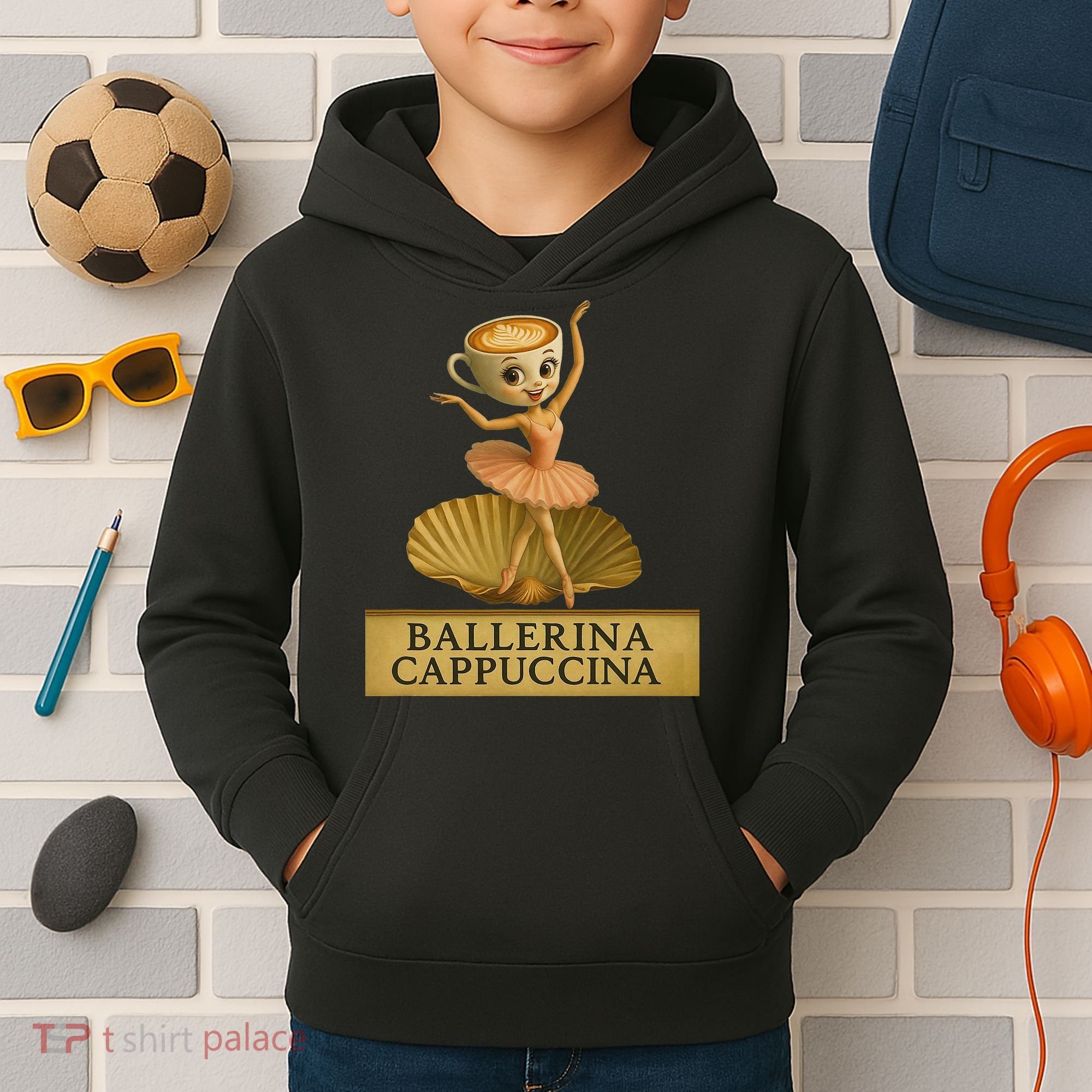 Ballerina Cappuccina Italian Brainrot Meme Ballerina Kids Hoodie