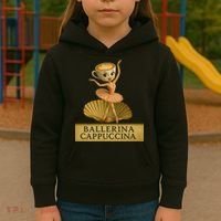 Ballerina Cappuccina Italian Brainrot Meme Ballerina Kids Hoodie thumb 3