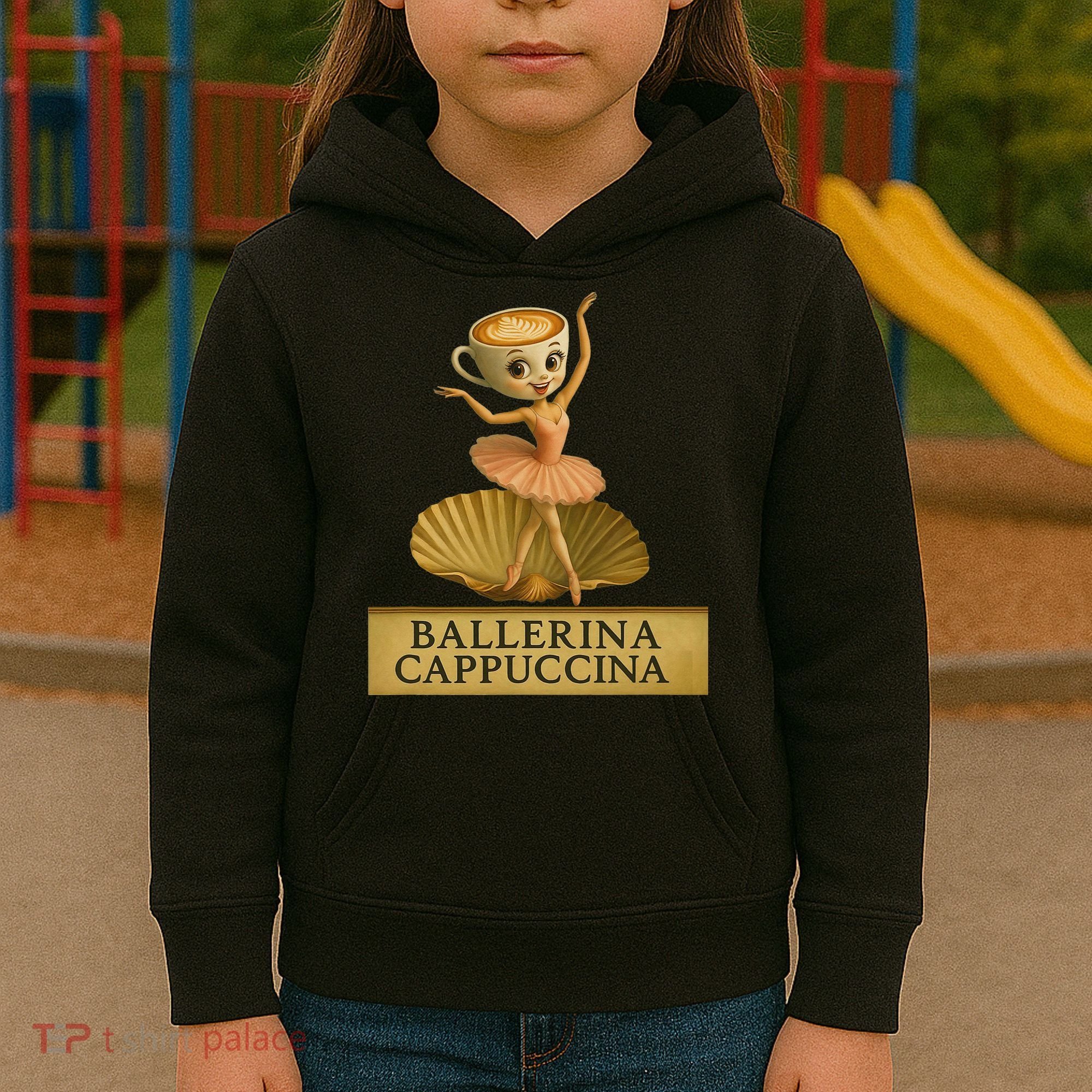 Ballerina Cappuccina Italian Brainrot Meme Ballerina Kids Hoodie