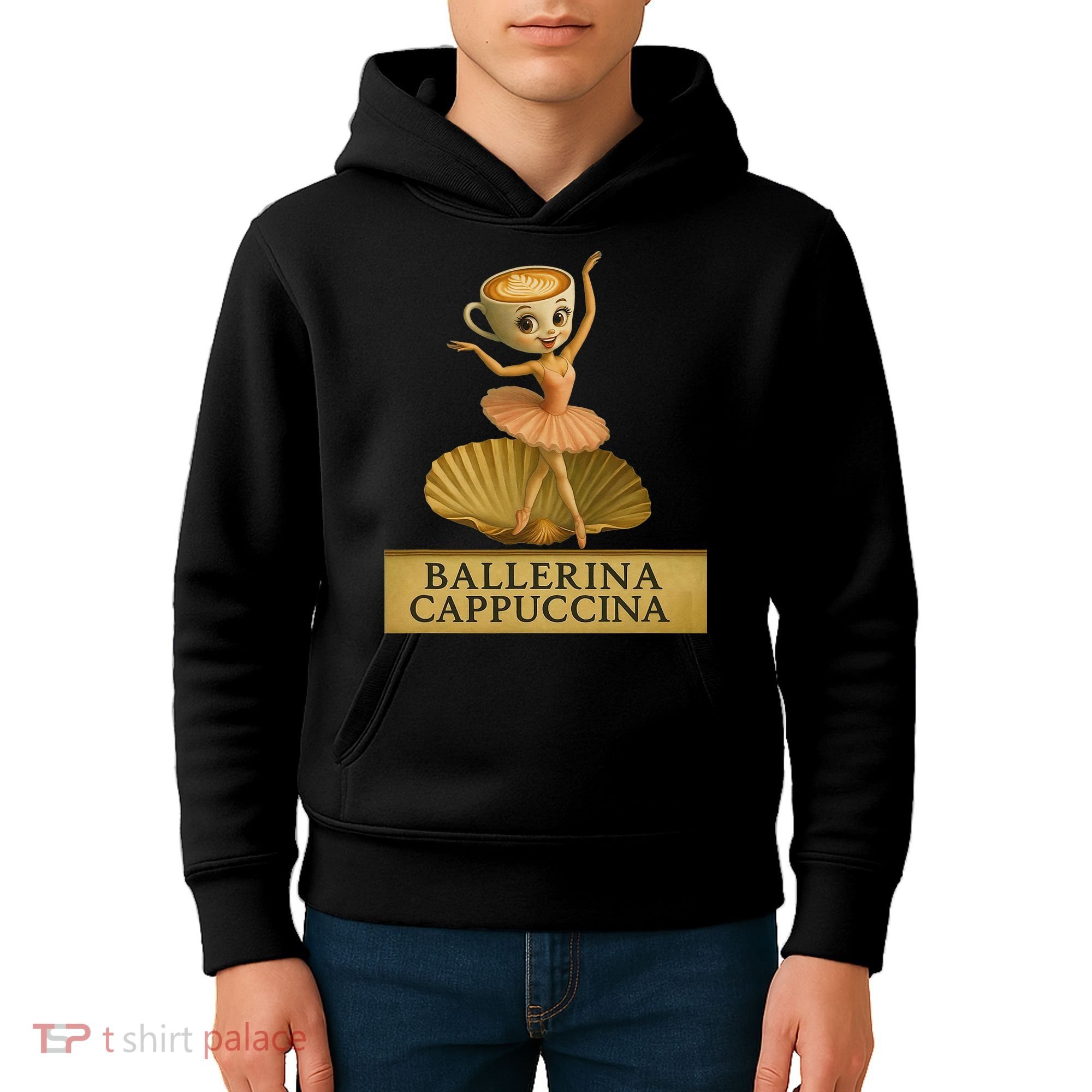 Ballerina Cappuccina Italian Brainrot Meme Ballerina Kids Hoodie