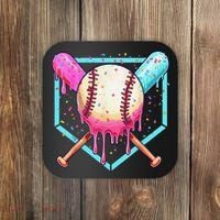 Baseball Cuteping Ice Cream Cute Baseball Season Gift Coaster thumb 0