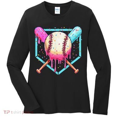 Baseball Cuteping Ice Cream Cute Baseball Season Gift Women's Long Sleeve Shirt