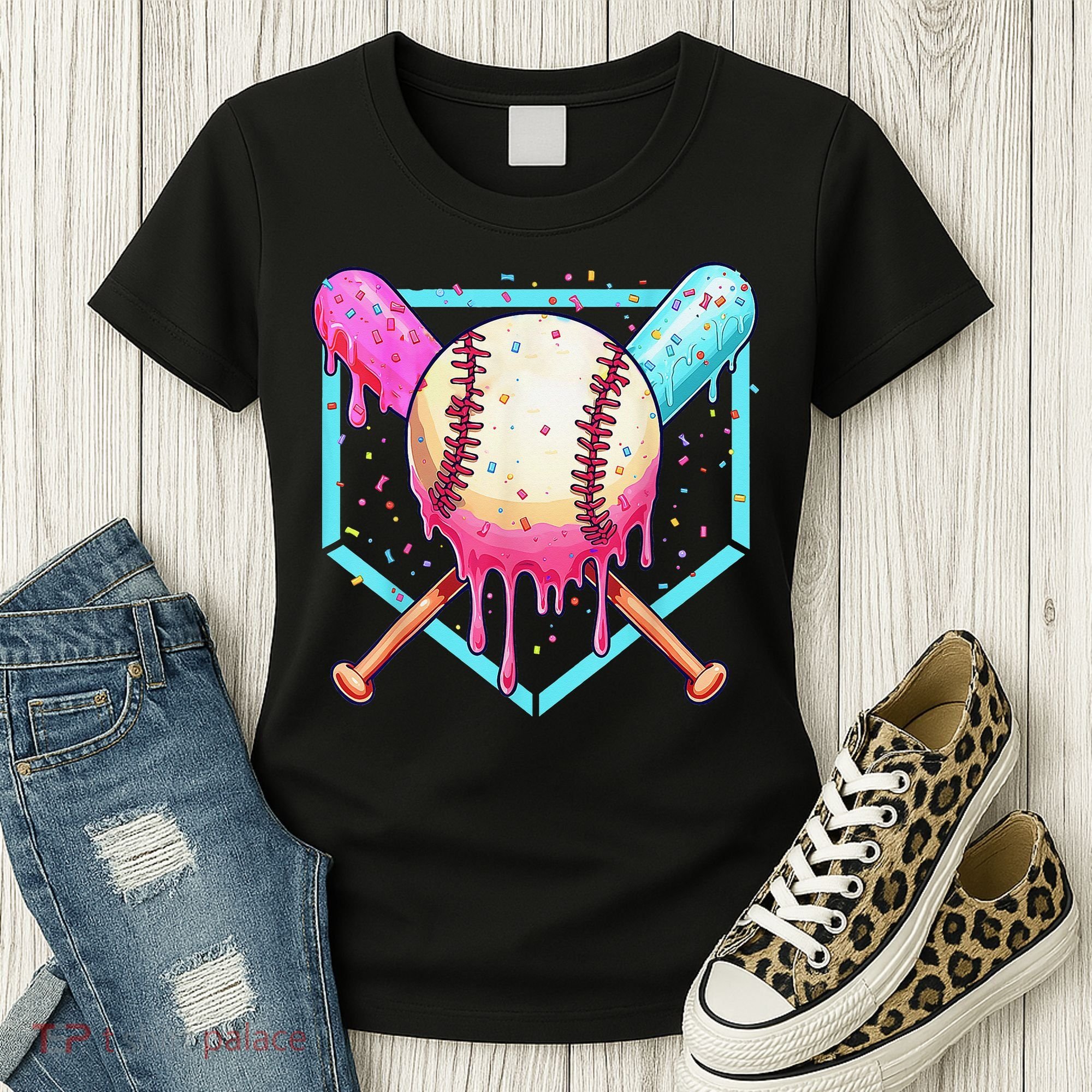 Baseball Cuteping Ice Cream Cute Baseball Season Gift Women's T-Shirt