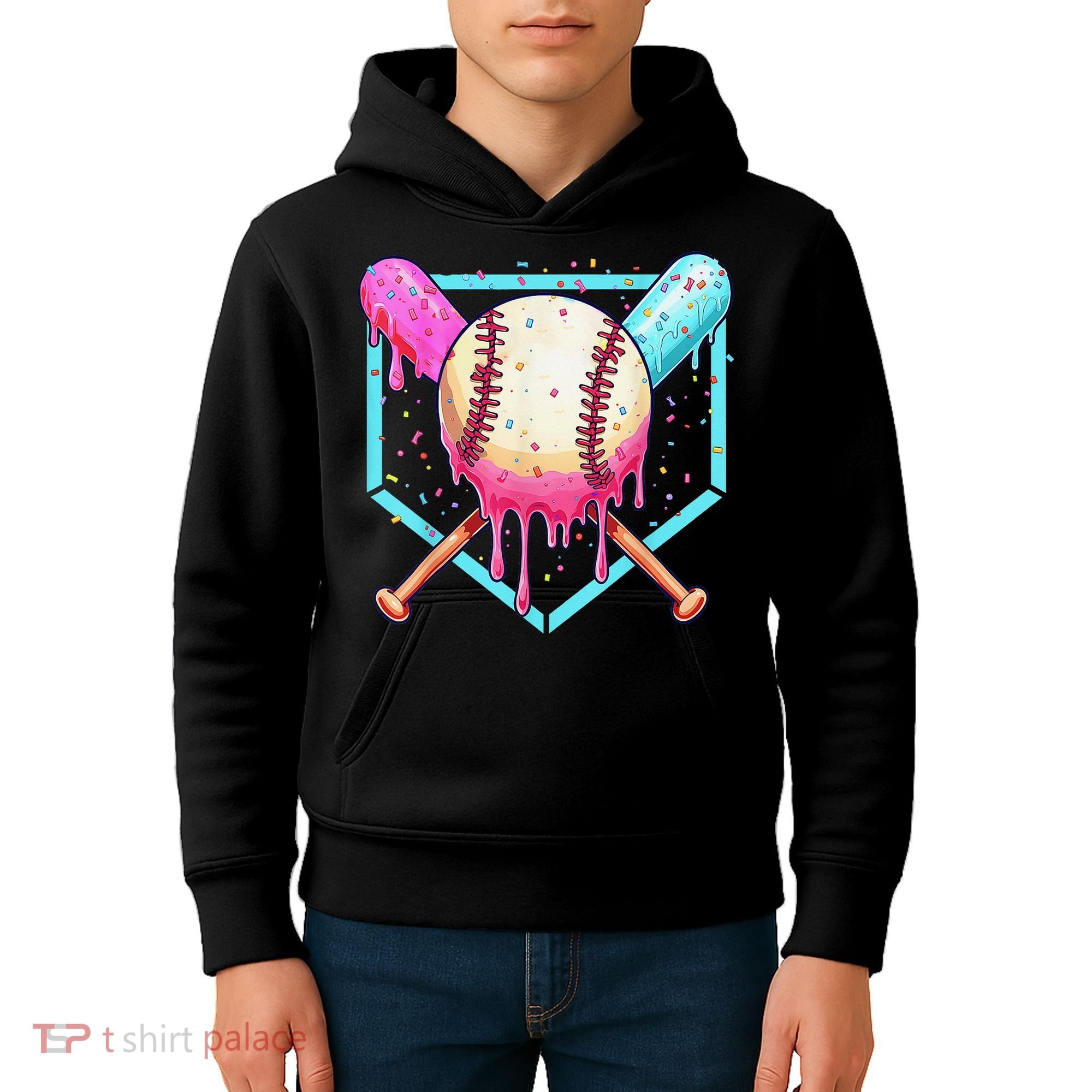 Baseball Cuteping Ice Cream Cute Baseball Season Gift Kids Hoodie