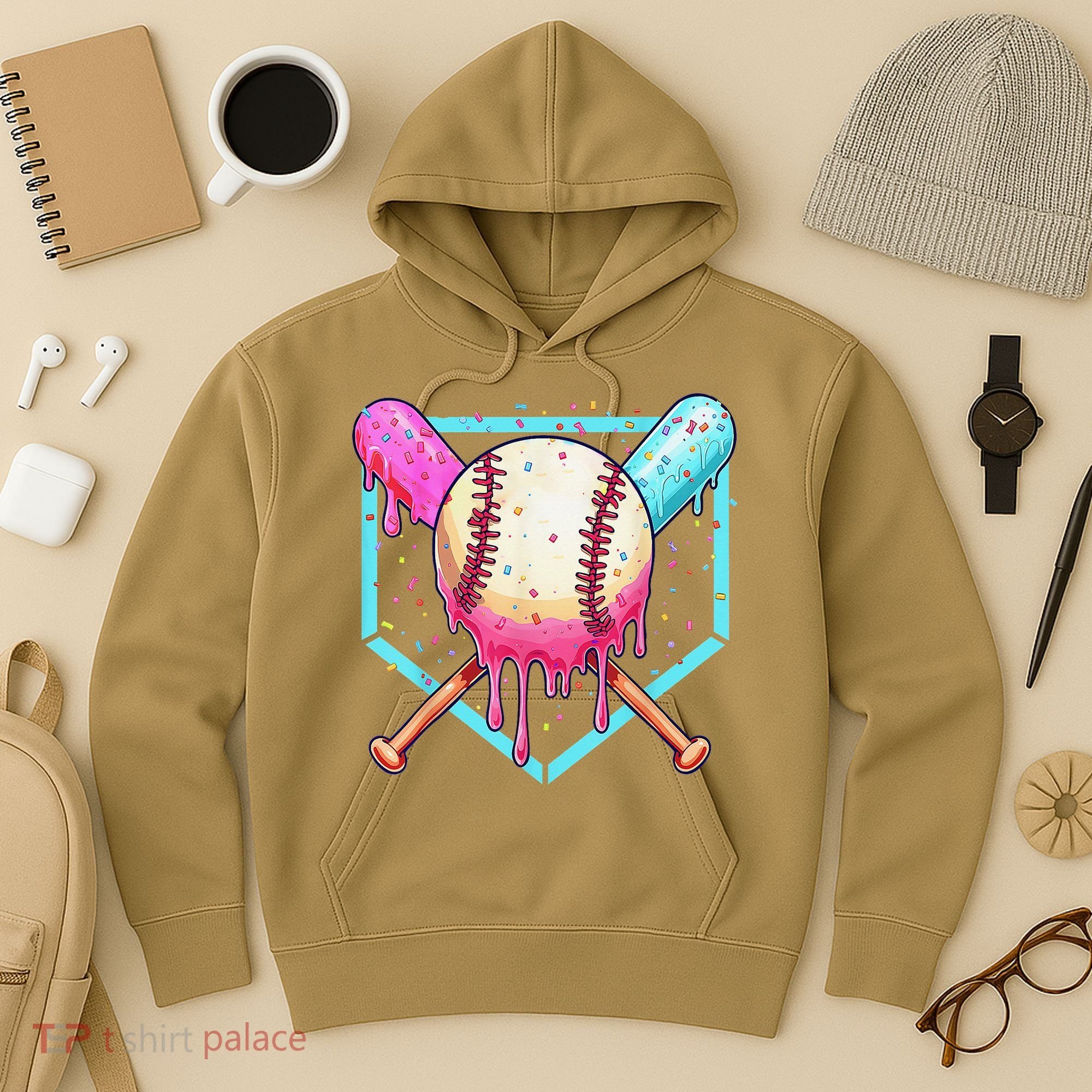 Baseball Cuteping Ice Cream Cute Baseball Season Gift Hoodie