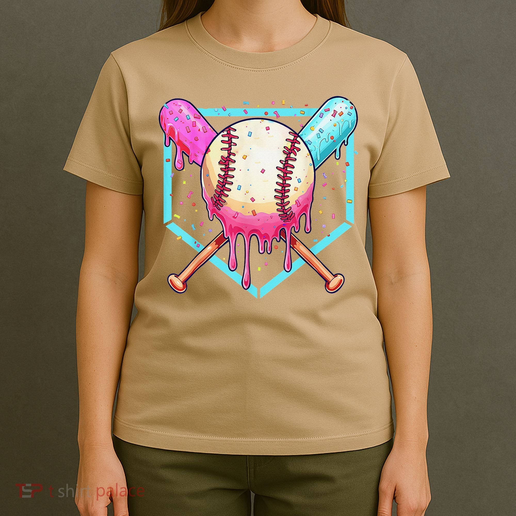 Baseball Cuteping Ice Cream Cute Baseball Season Gift T-Shirt