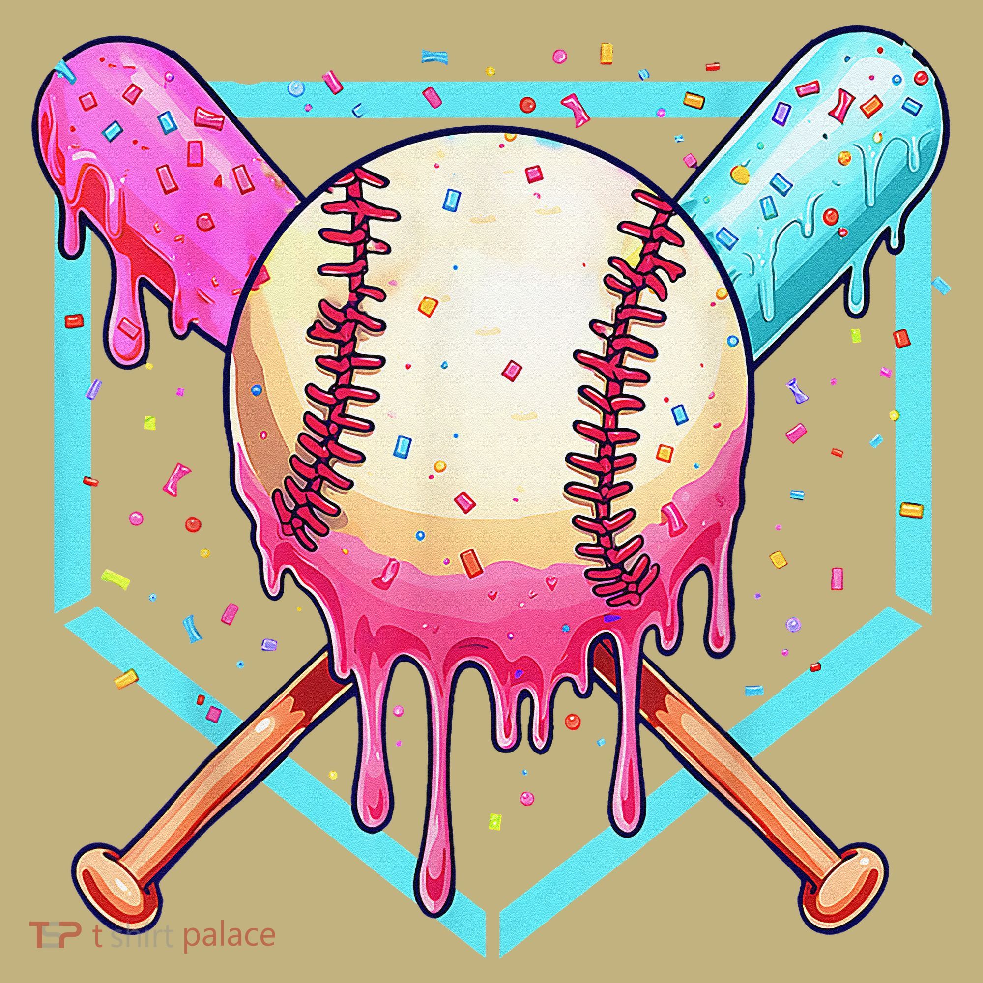 Baseball Cuteping Ice Cream Cute Baseball Season Gift T-Shirt