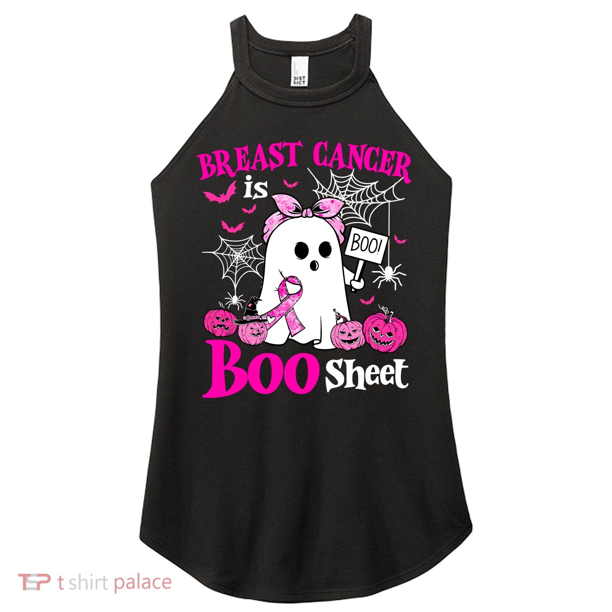 Breast Cancer Is Boo Sheet Halloween Breast Cancer Awareness Women's Perfect Tri Rocker Tank