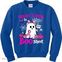 Breast Cancer Is Boo Sheet Halloween Breast Cancer Awareness Kids Sweatshirt thumb 0