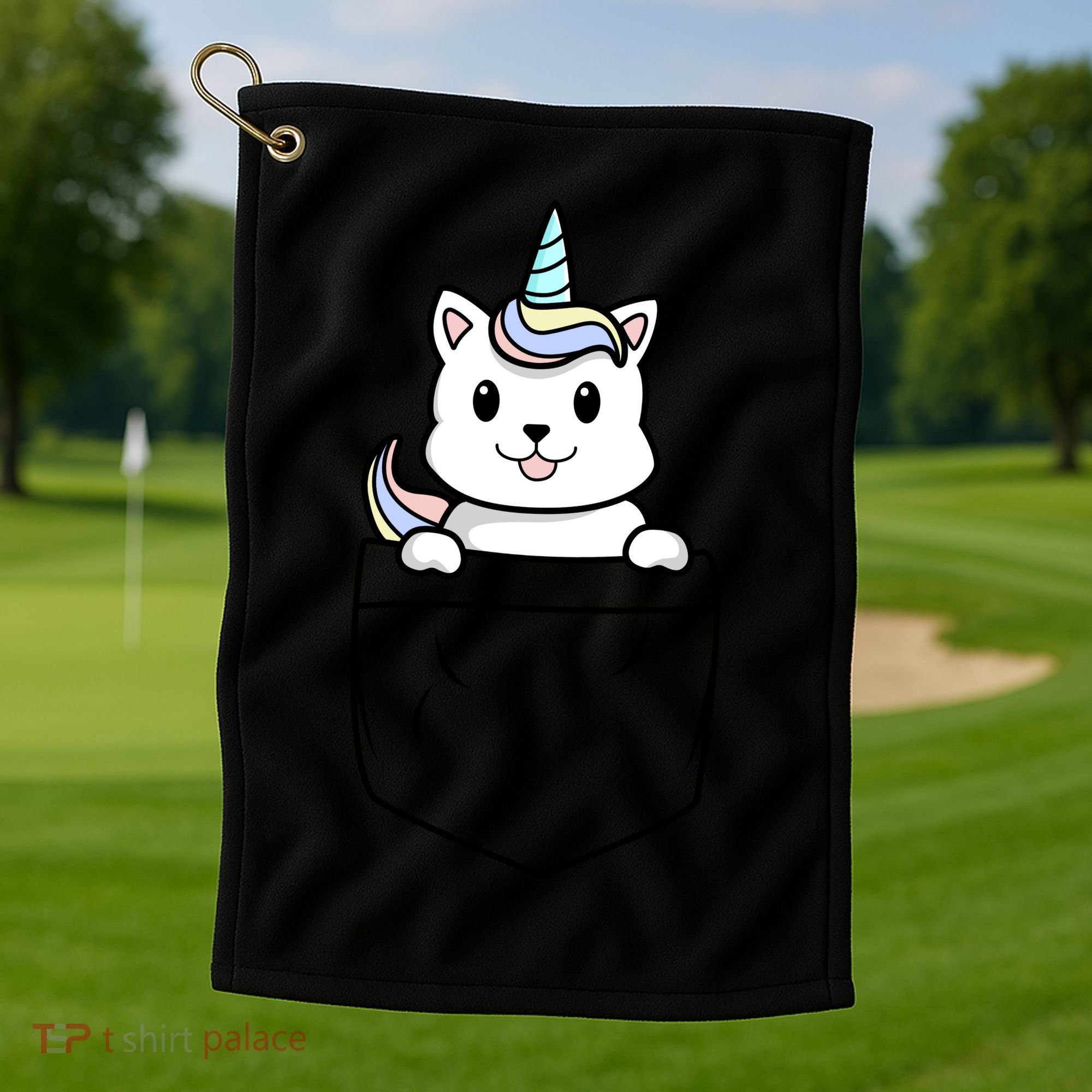 Baby Caticorn In Pocket Golf Towel