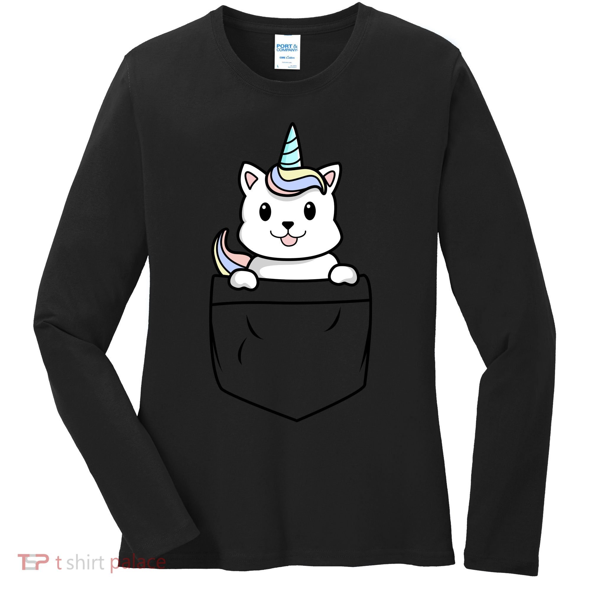 Baby Caticorn In Pocket Women's Long Sleeve Shirt