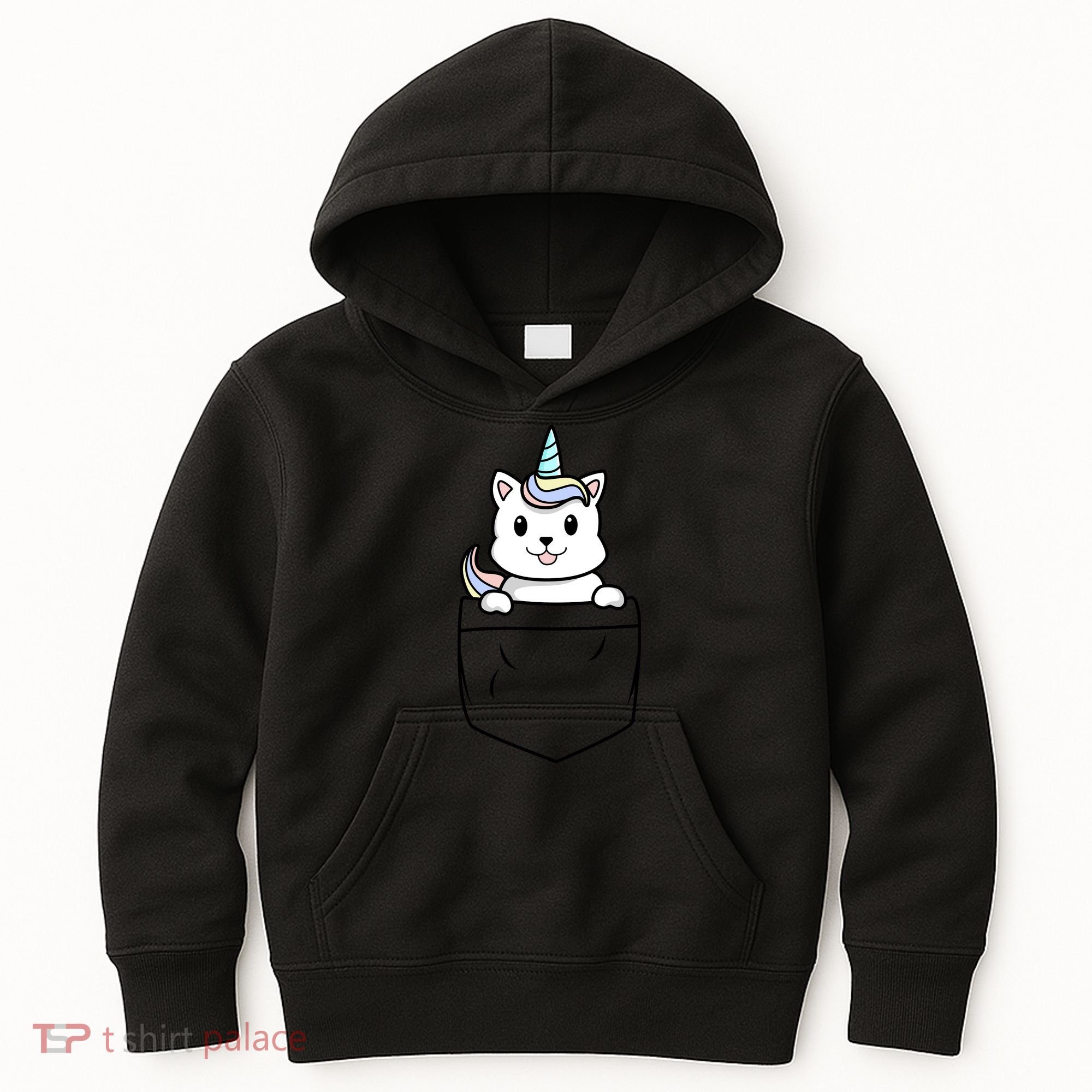 Baby Caticorn In Pocket Kids Hoodie