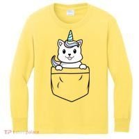 Baby Caticorn In Pocket Kids Long Sleeve Shirt thumb 0