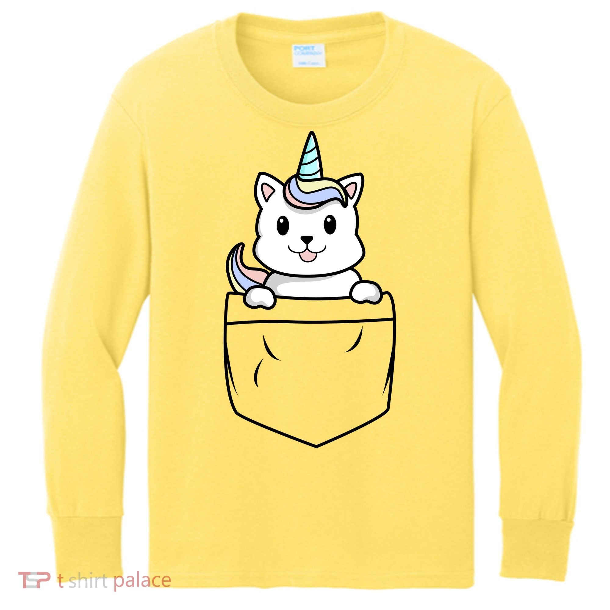 Baby Caticorn In Pocket Kids Long Sleeve Shirt