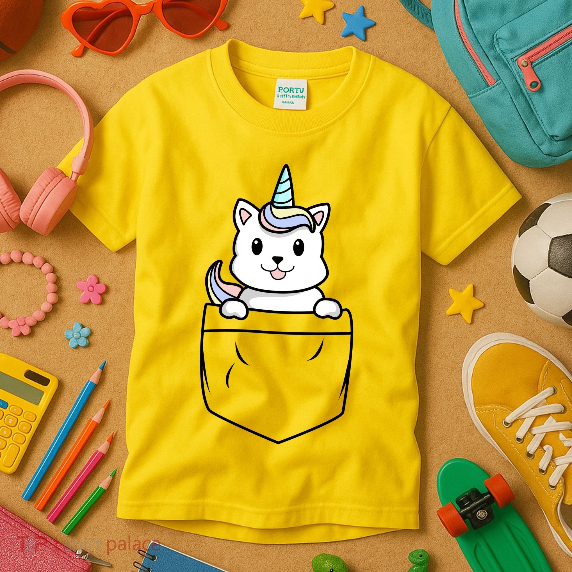 Baby Caticorn In Pocket Kids T-Shirt