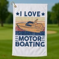 Boat Captain I Love Motorboating Motorboating Golf Towel thumb 1