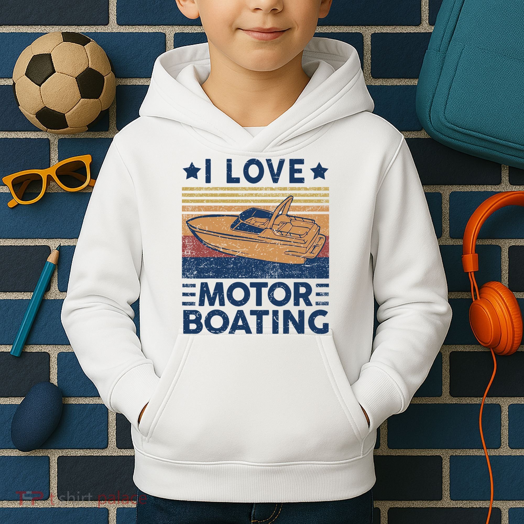 Boat Captain I Love Motorboating Motorboating Kids Hoodie