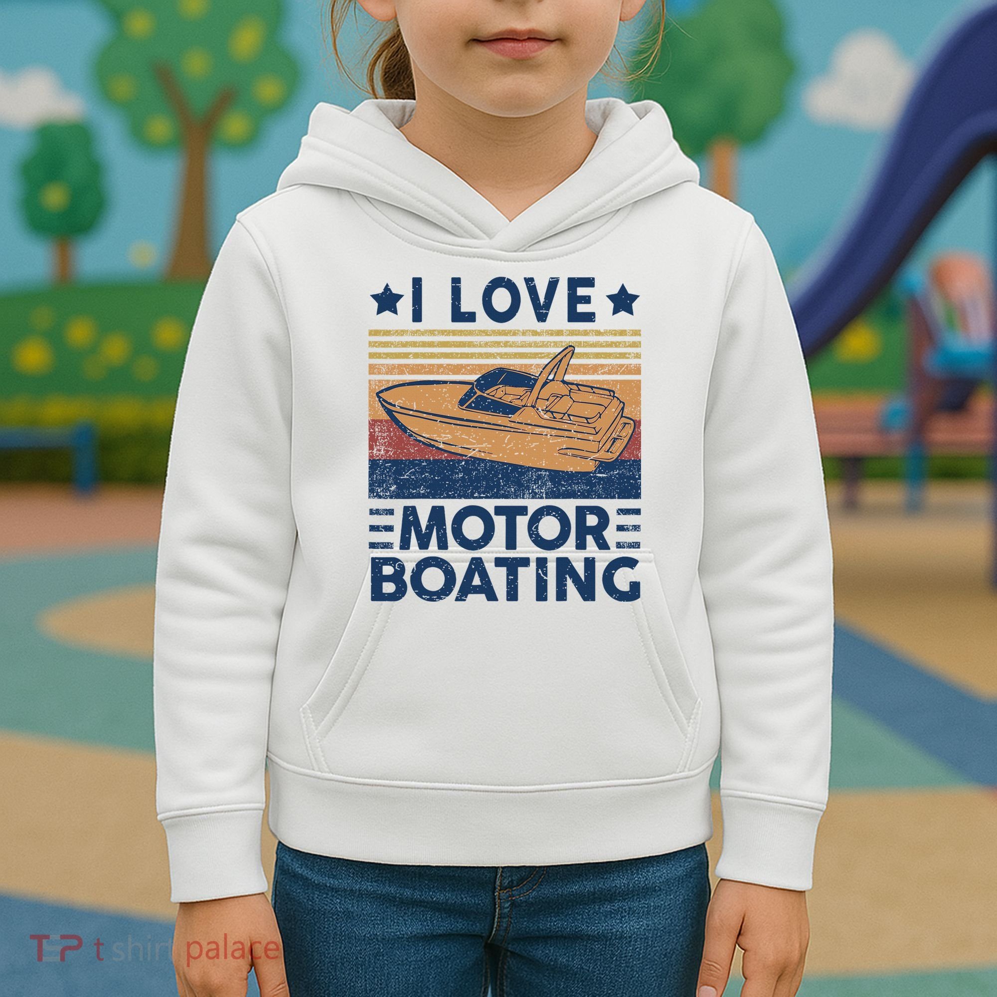 Boat Captain I Love Motorboating Motorboating Kids Hoodie
