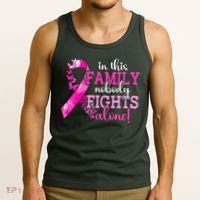 Breast Cancer In This Family Nobody Fights Alone Awareness Gift Tank Top thumb 3