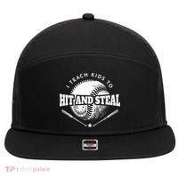 Baseball Coach I Teach Kids To Hit And Steal 7 Panel Mesh Trucker Snapback Hat thumb 0