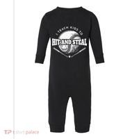 Baseball Coach I Teach Kids To Hit And Steal Infant Fleece One Piece thumb 0
