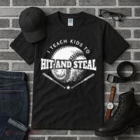 Baseball Coach I Teach Kids To Hit And Steal Tall T-Shirt thumb 3