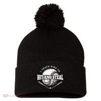 Baseball Coach I Teach Kids To Hit And Steal Pom Pom 12in Knit Beanie thumb 0