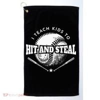 Baseball Coach I Teach Kids To Hit And Steal Golf Towel thumb 0