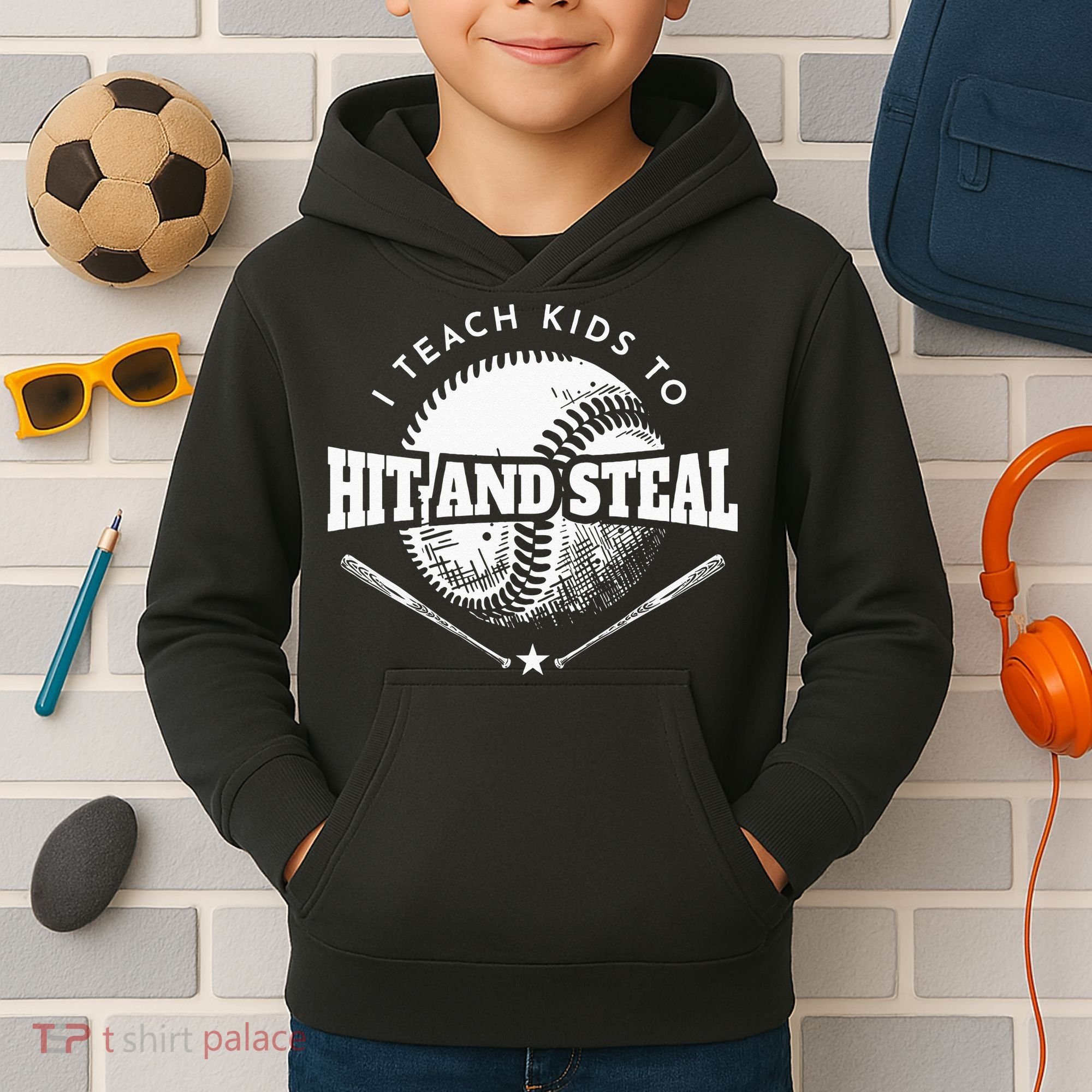 Baseball Coach I Teach Kids To Hit And Steal Kids Hoodie