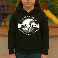 Baseball Coach I Teach Kids To Hit And Steal Kids Hoodie thumb 3
