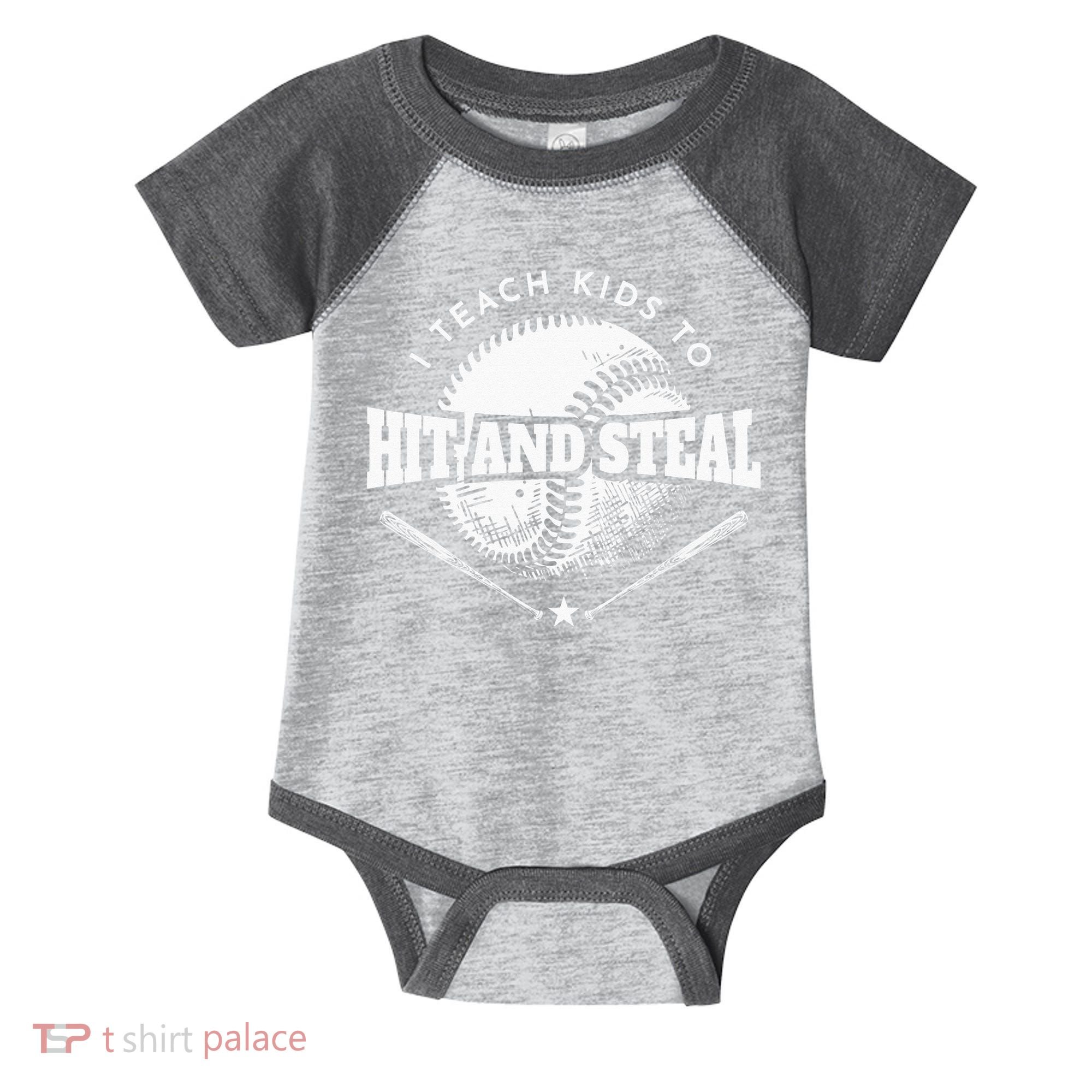 Baseball Coach I Teach Kids To Hit And Steal Infant Baby Jersey Bodysuit