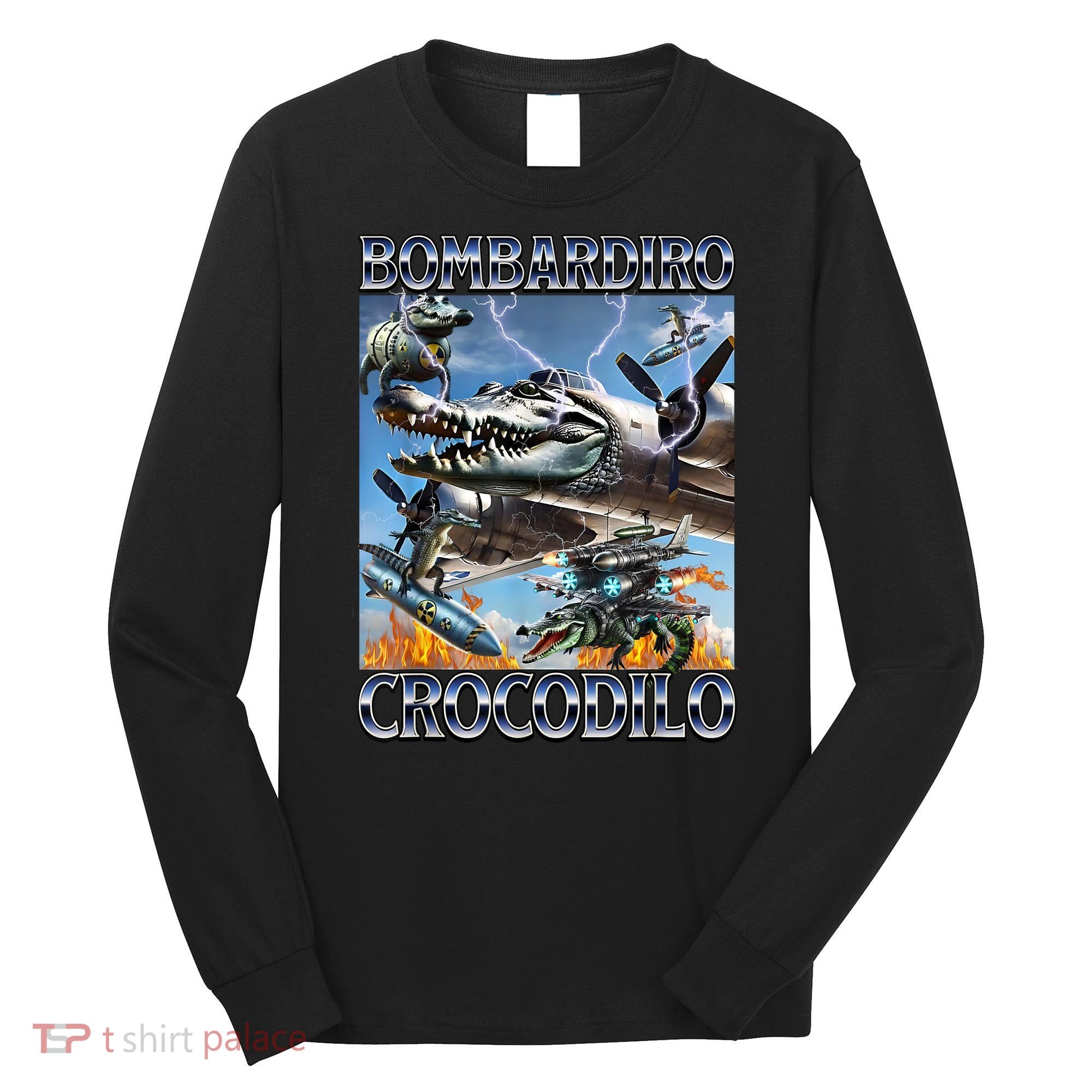 Bombardiro Crocodilo - Italian Brainrot Meme Long Sleeve Shirt
