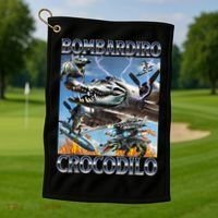 Bombardiro Crocodilo - Italian Brainrot Meme Golf Towel thumb 1