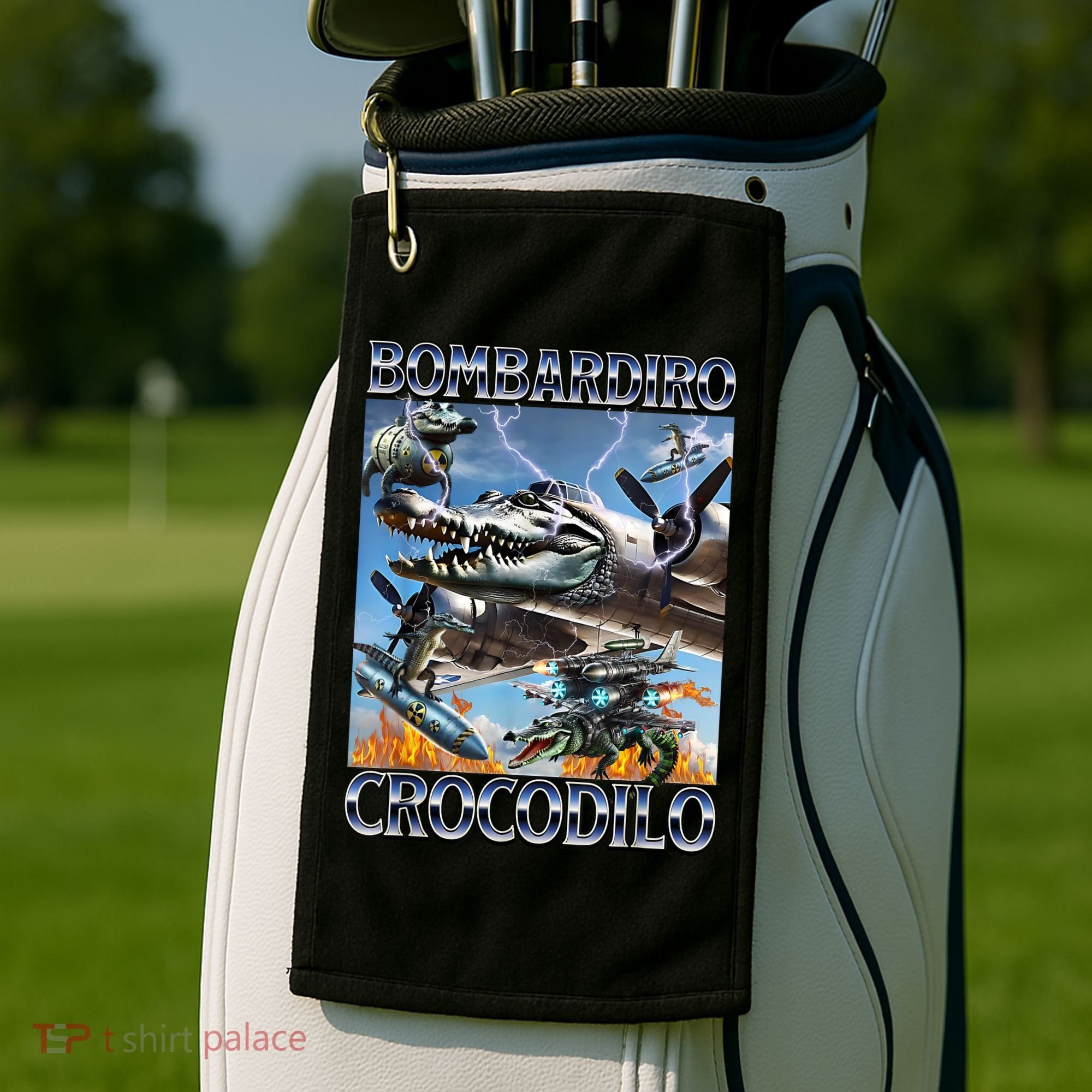 Bombardiro Crocodilo - Italian Brainrot Meme Golf Towel