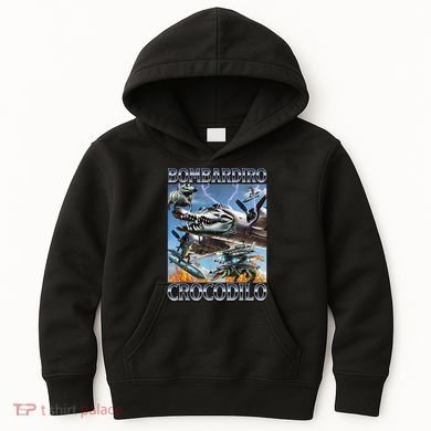 Bombardiro Crocodilo - Italian Brainrot Meme Kids Hoodie