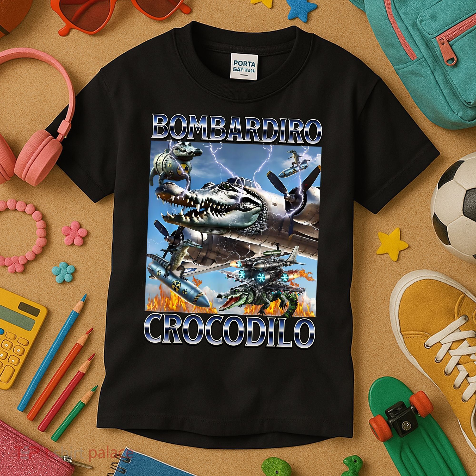 Bombardiro Crocodilo - Italian Brainrot Meme Kids T-Shirt