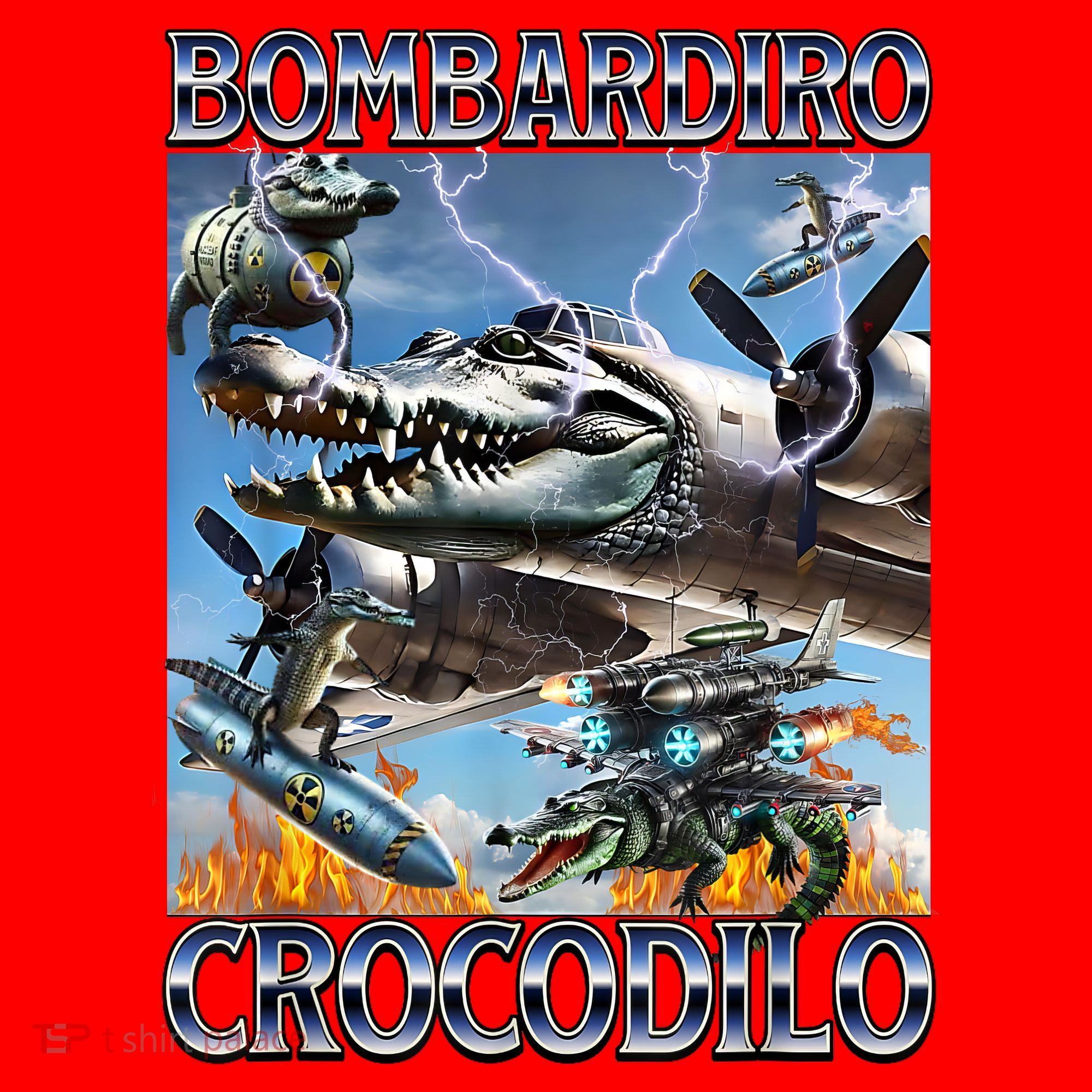 Bombardiro Crocodilo - Italian Brainrot Meme Santa Hat