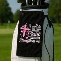 Breast Cancer I Can Do All Things Through Christ Golf Towel thumb 2