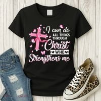 Breast Cancer I Can Do All Things Through Christ Women's T-Shirt thumb 3